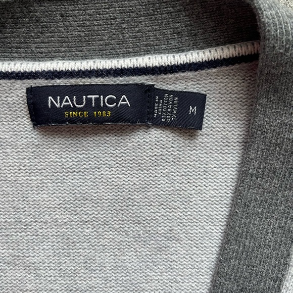 Nautica Grey Button Up Cardigan Sweater Size Medium - Picture 6 of 10